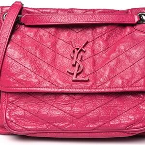 Yves Saint Laurent Fuchsia pink on pink Niki small Quilted Crossbody Bag